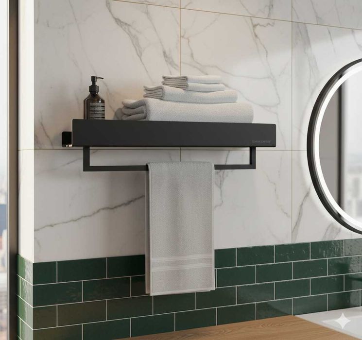 Wieszak Na Ręczniki Z Półką Czarny