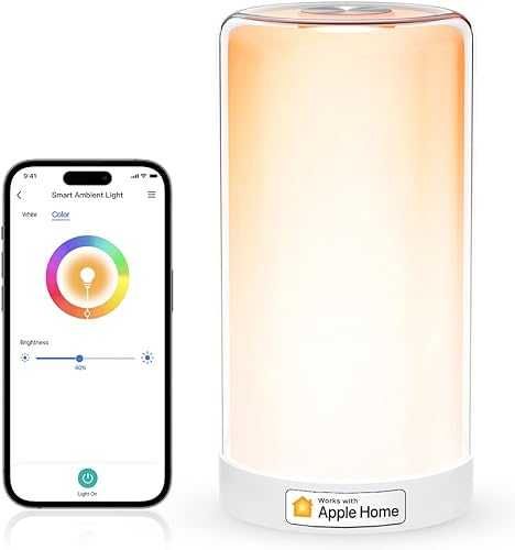 Lampa Nocna LED Wi-Fi Działa z Apple HomeKit, Meross MSL430 Dotykowa