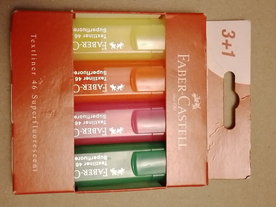 Faber castell zakreślacz 4 sztuki trzy grubości zakreślania