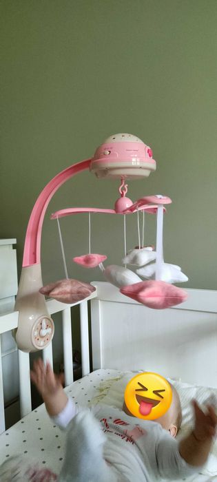 Karuzela elektryczna z projektorem i pozytywką, różowa Canpol babies