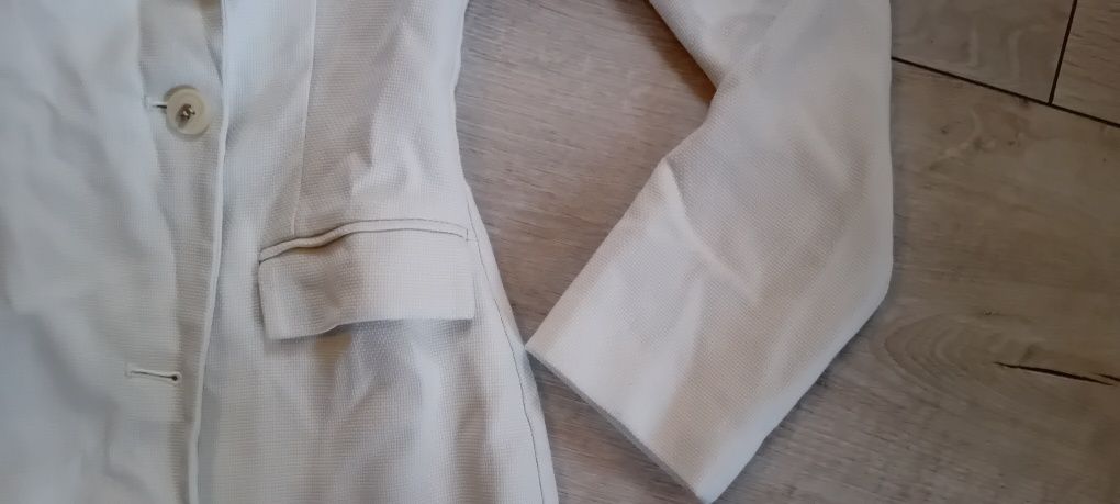 Marynarka długa ecru H&M 34/XS.