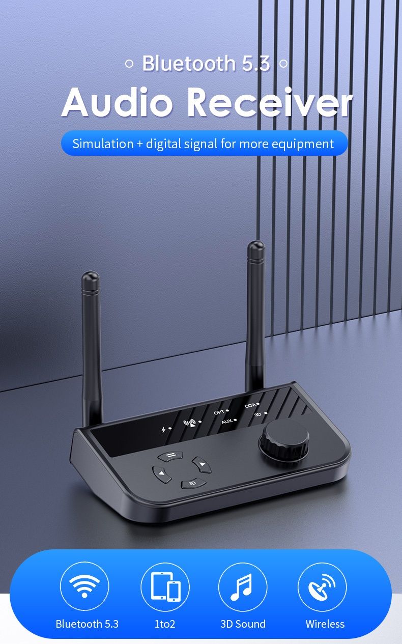 Аудіо приймач Bluetooth 5.3, ресивер, приемник aux, оптика, коаксиал