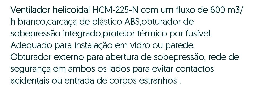 Ventilador Extrator Exaustor Fumos HCM 225 N