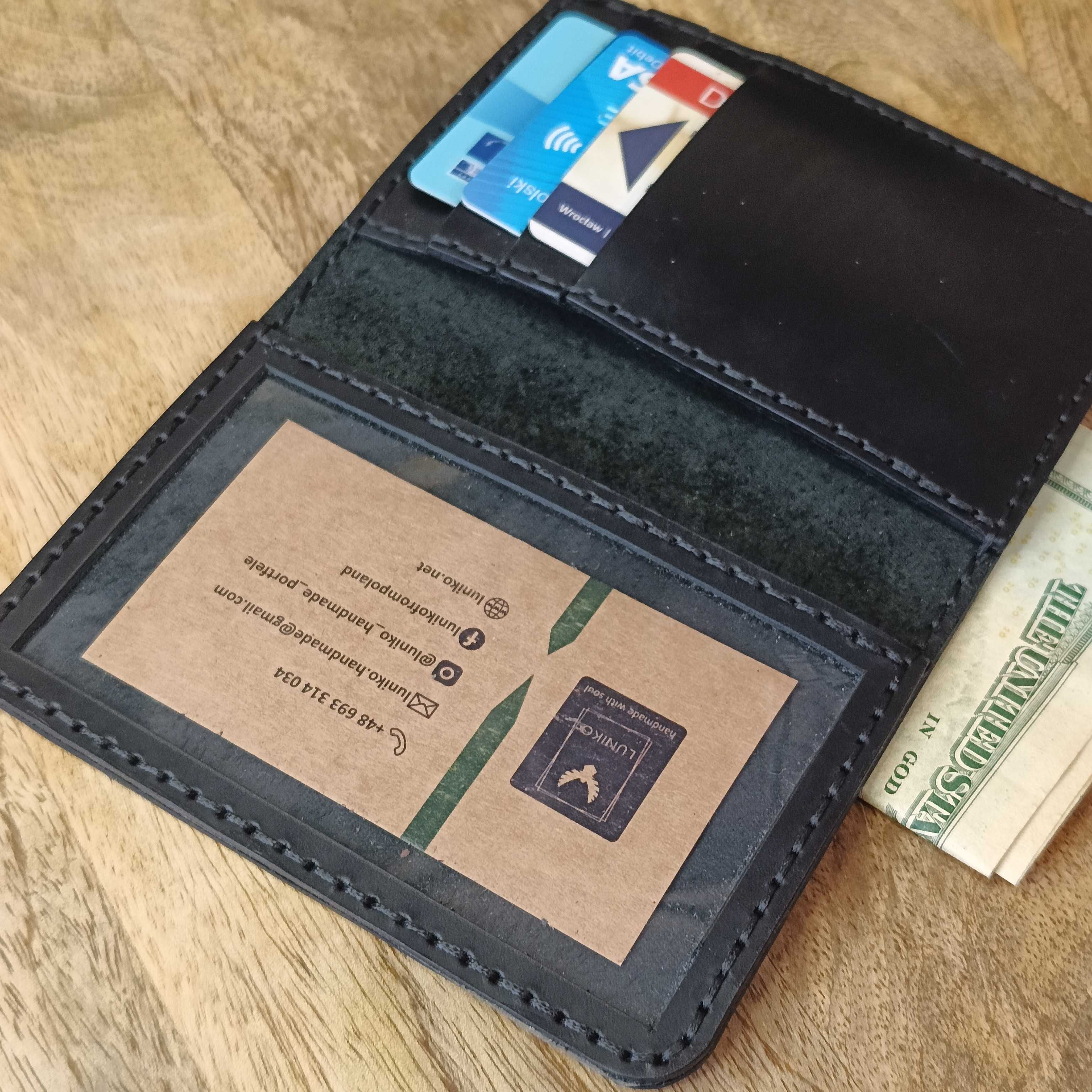 Skórzany portfel męski z grawerem na karty, banknoty, ID, prawo jazdy
