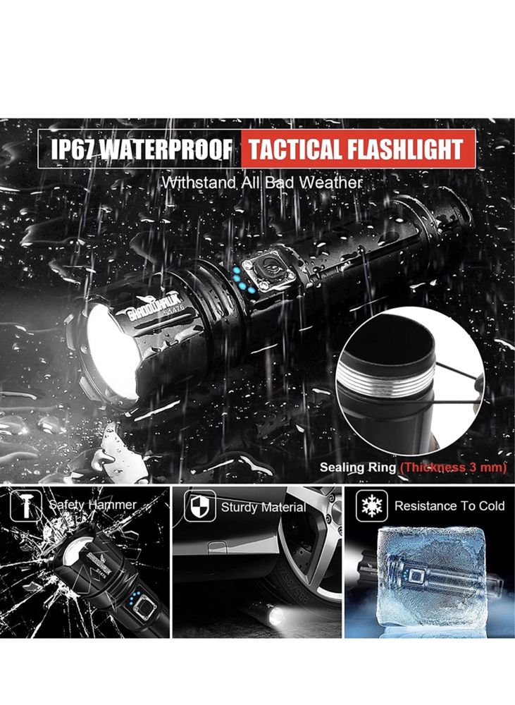Тактический фонарик USB Shadowhawk S1915 тактичний ліхтарик 6000 mAh