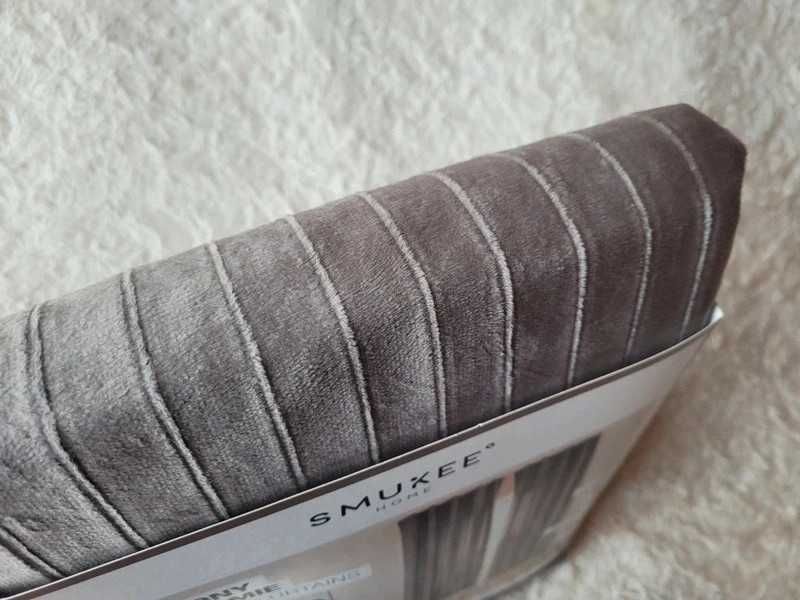 Zasłony aksamitne na taśmie Smukee Home 135x250cm welurowe szare 2 szt