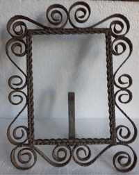 Stara duża ramka do zdjęć lub oprawa lustra, metaloplastyka, prl