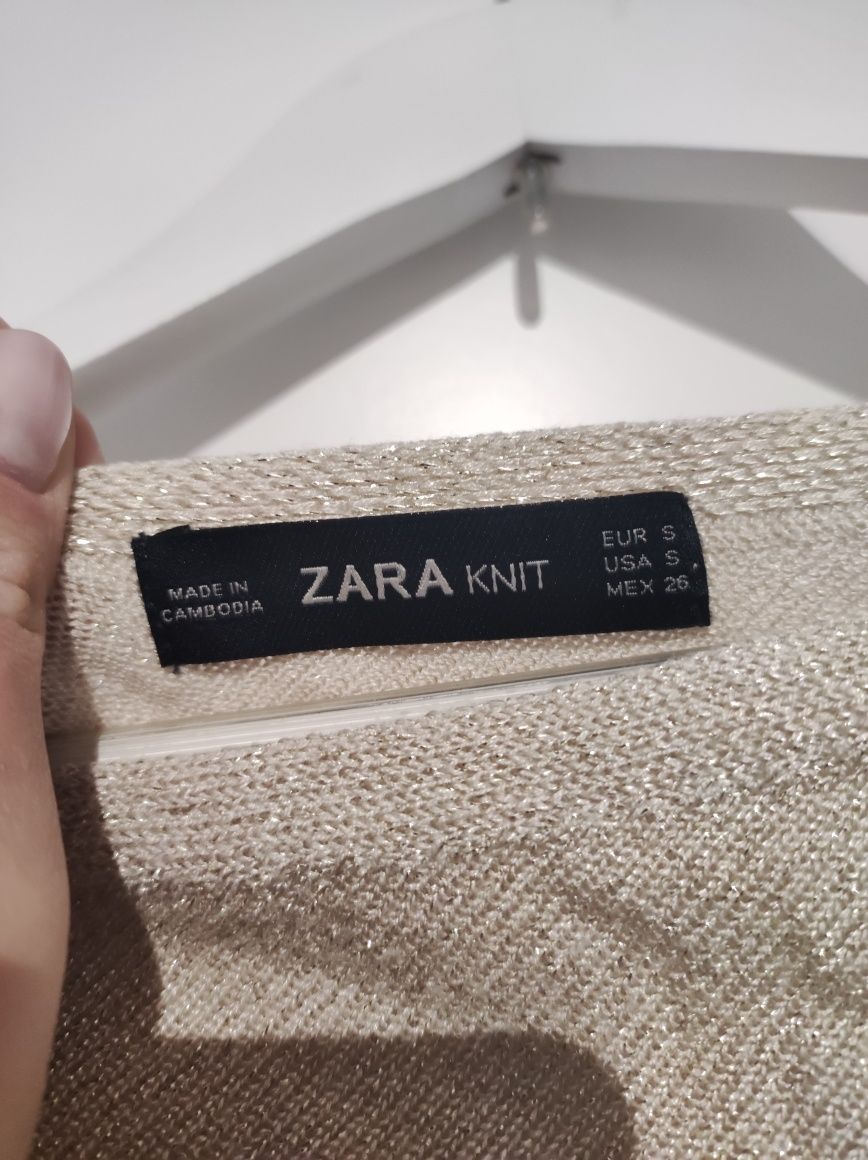 Sweter tunika Zara złoty rozmiar s