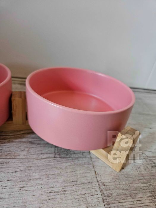 Miski ceramiczne dla psa kota zestaw 2 sztuki x 400 ml różowe