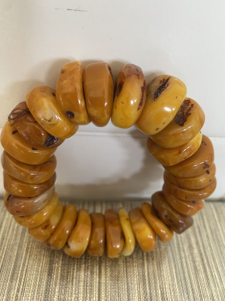 Pulseira masculina antiga cera de abelha original pedra ábaco contas