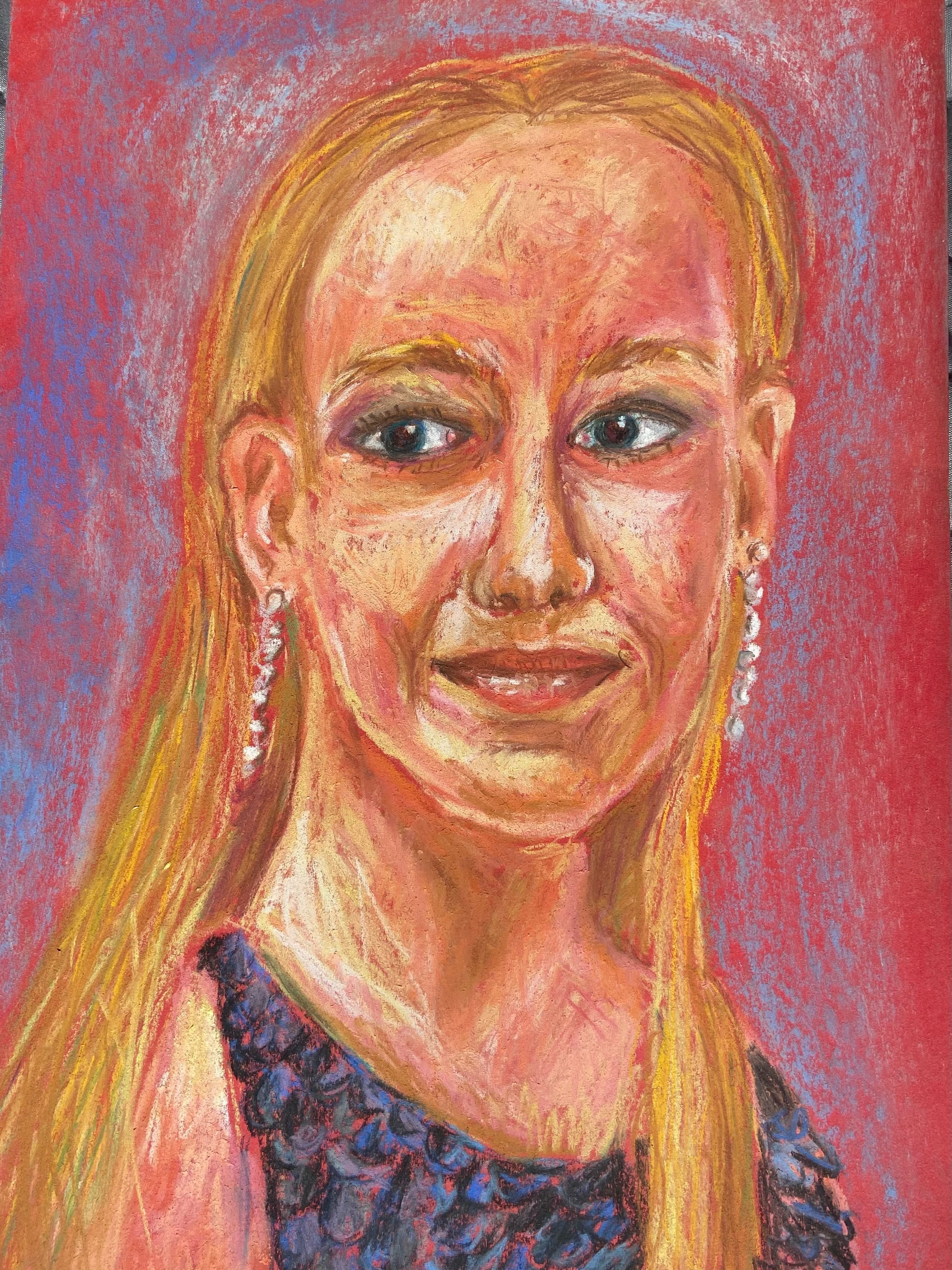 Portret ręcznie malowany pastelami suchymi