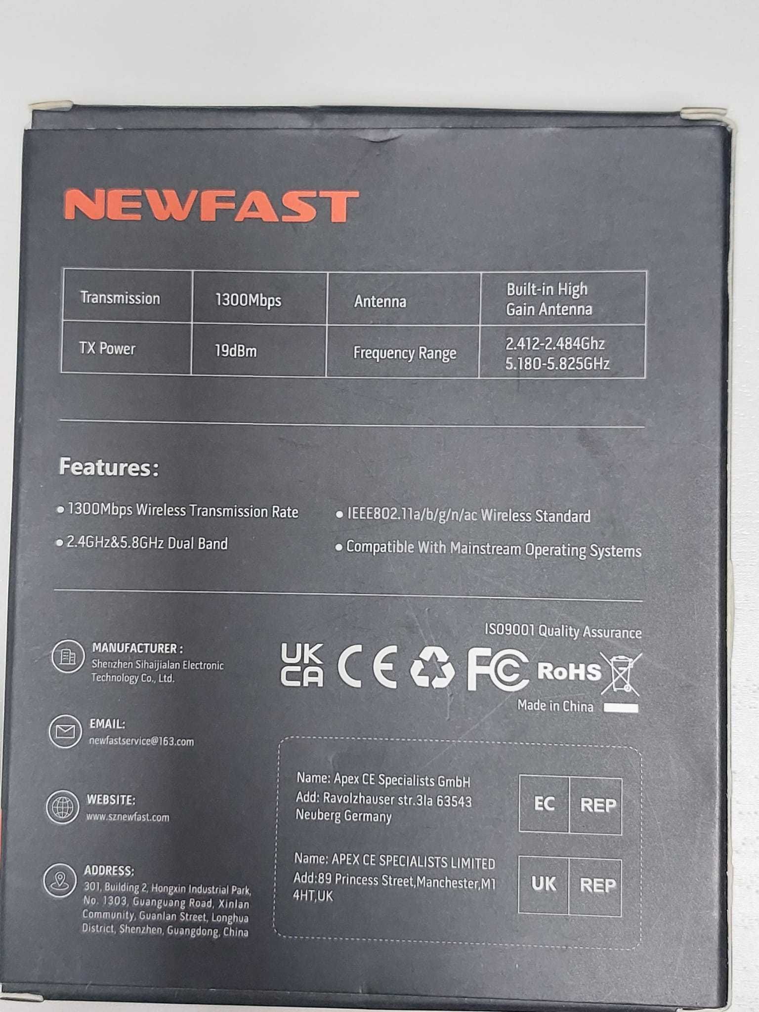 Bezprzewodowy adapter karta sieciowa USB Wi-Fi 1300 Mb/s