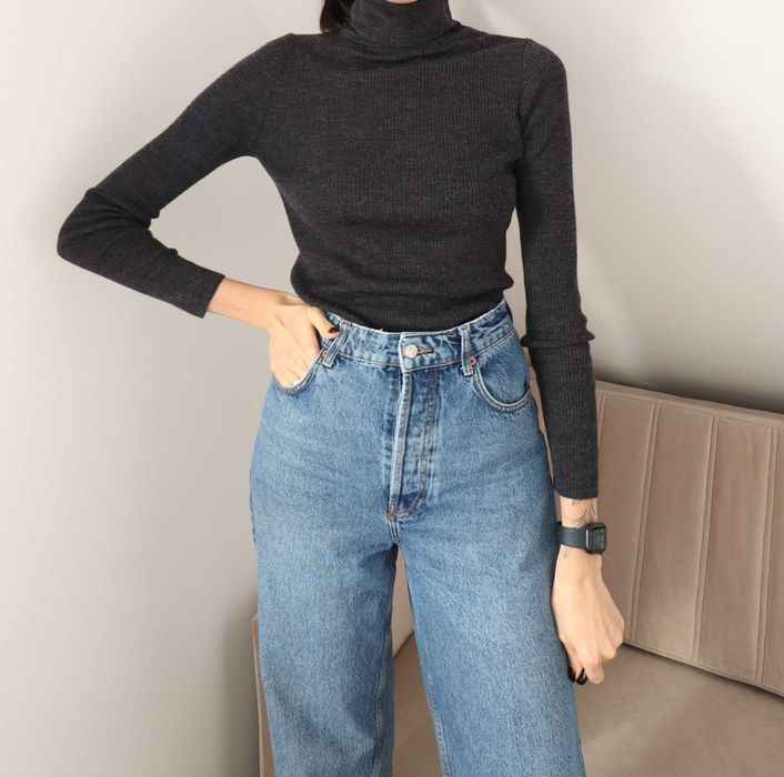 Wełniany sweter golf Uniqlo 100% wełna S