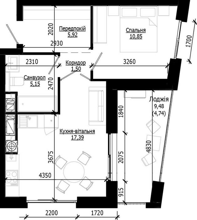 Продаж 1 кім. квартири SOUL PARK вул П. Орлика 45.55 кв.м