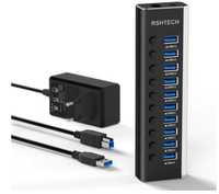 Hub USB 10 portów z wyłącznikiem każdego portu RSHTECH USB 3.0