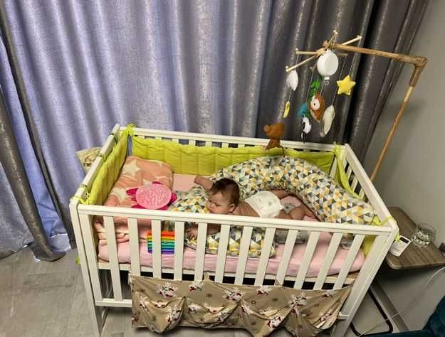 Дитяче ліжко 120*60 Верес, мобіль, бортики, матрас