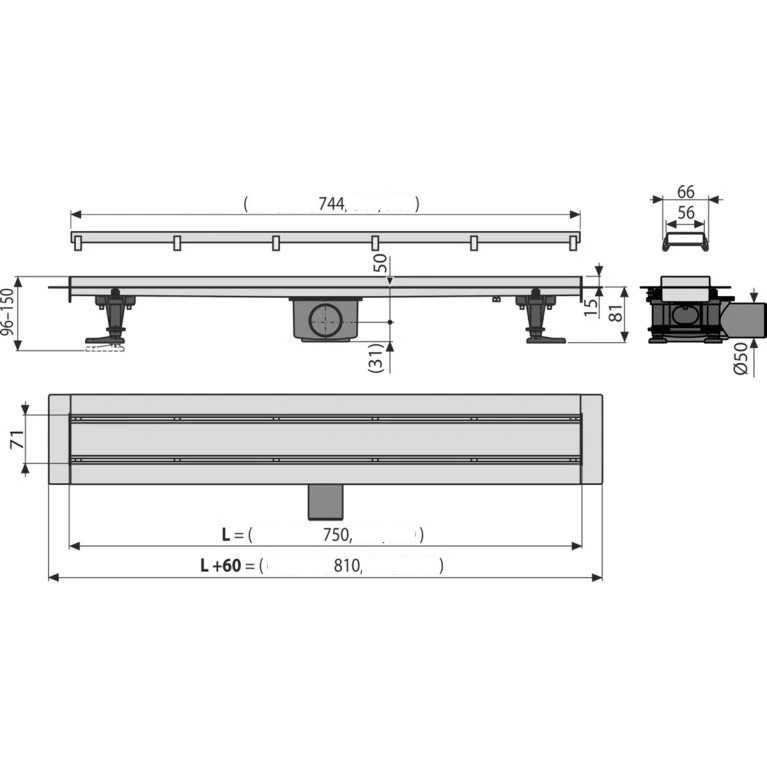 Душовий трап ALCAPLAST APZ13 750 ММ (APZ13-DOUBLE9-750)