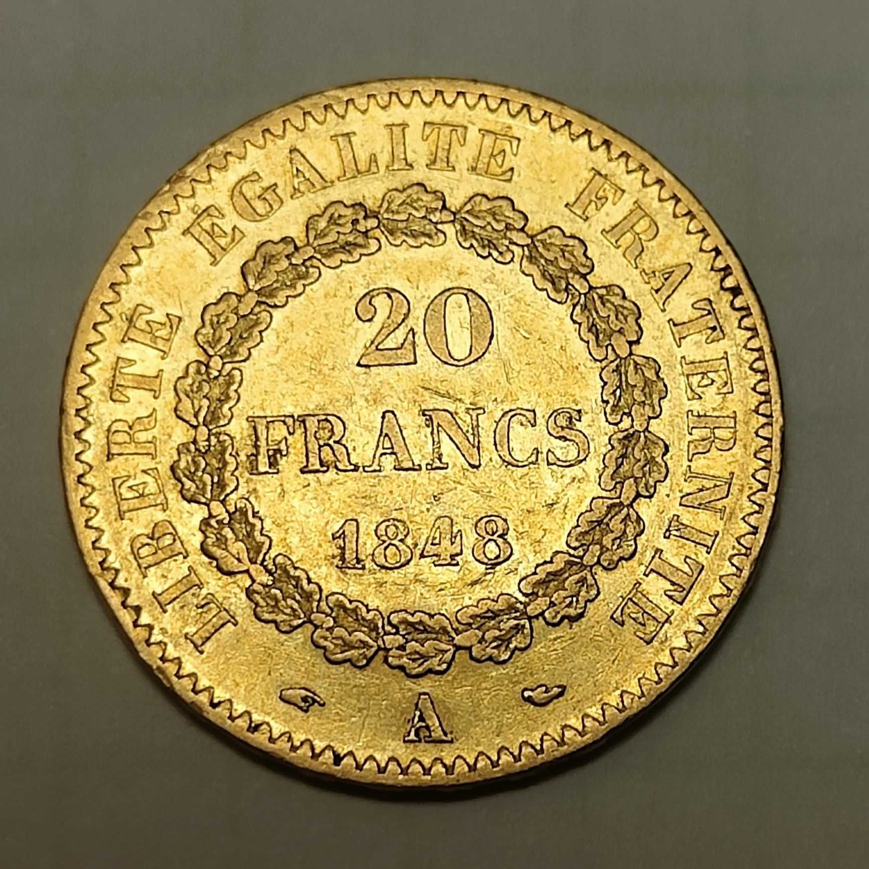 20 франков 1848 Франция, Ангел дата на табличке, золото