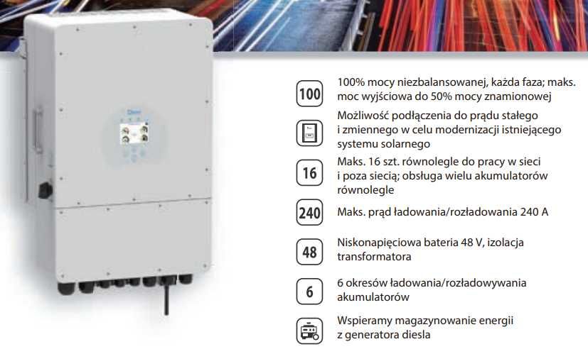 Falownik Inwerter Hybrydowy DEYE 3-FAZOWY SUN-12K-SG04LP3-EU LV (12kW)