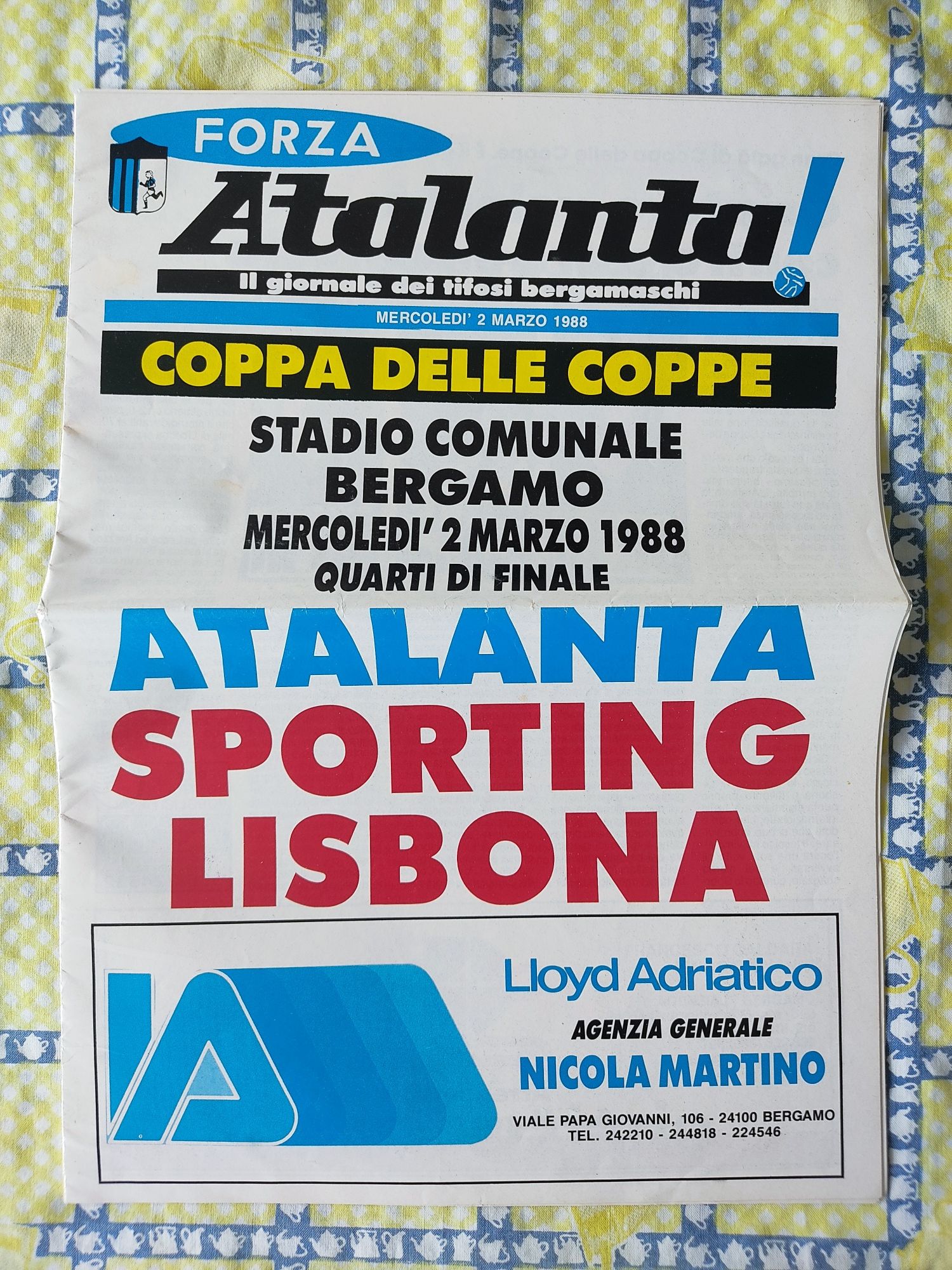 Programa Atalanta Sporting taça das taças 1987/88