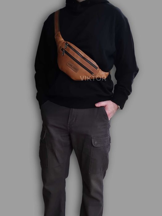 Кожаная сумка-бананка Hill Burry 3108 Германия. Шкіряна сумка.