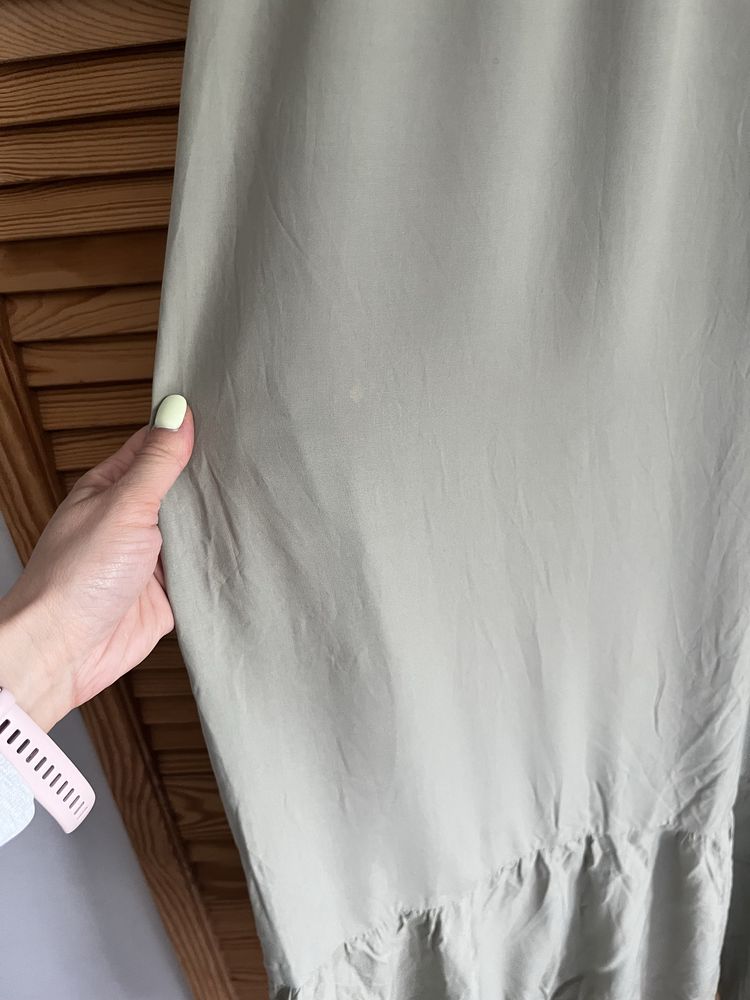 Sukienka khaki Zara XS wiskozowa maxi lato