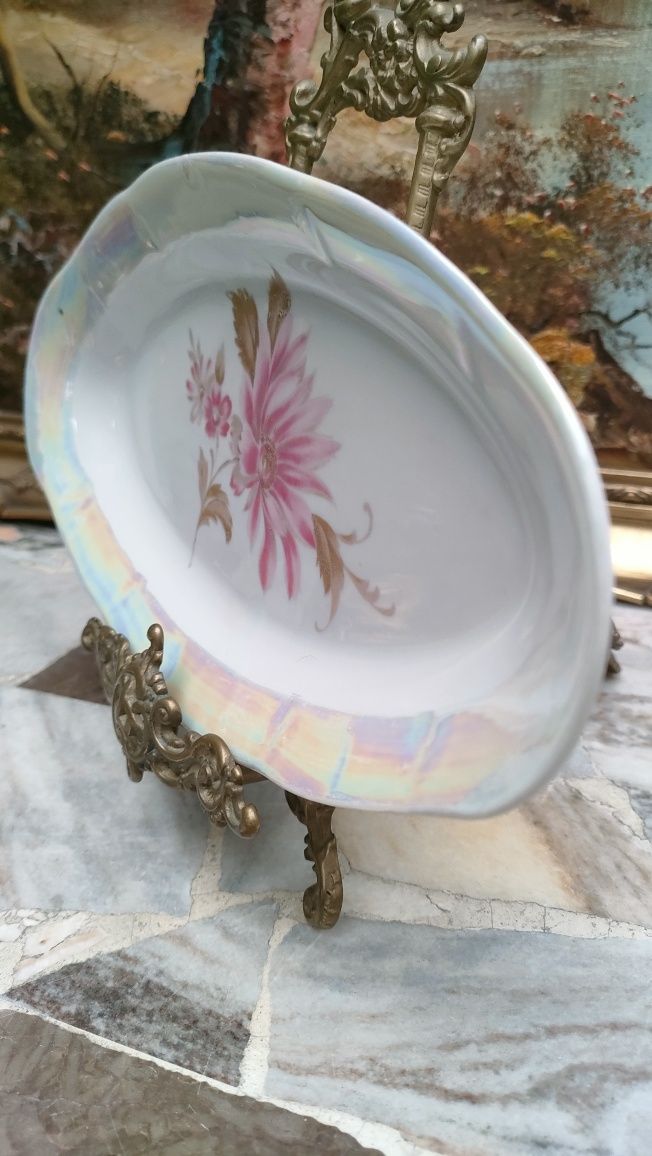 ŁOMONOSOW stara porcelanowa tacka kwiaty Rosja porcelana