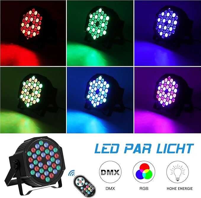 Reflektor RGB oświetlenie sceniczne DJ z pilotem