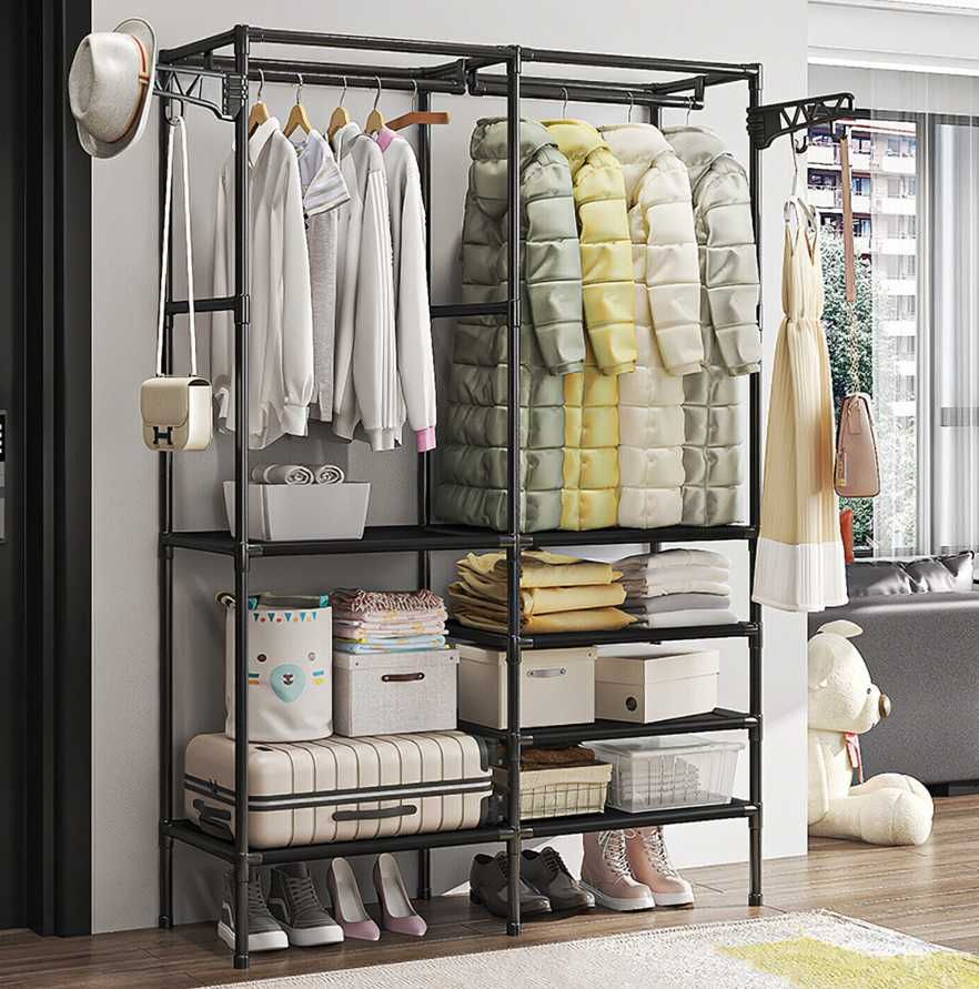 Вішалка з полицями підлогова стійка Simple Coat Rack Double Row