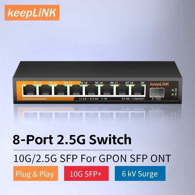 Switch internetowy 8 portowy Keeplink 2.5gbps