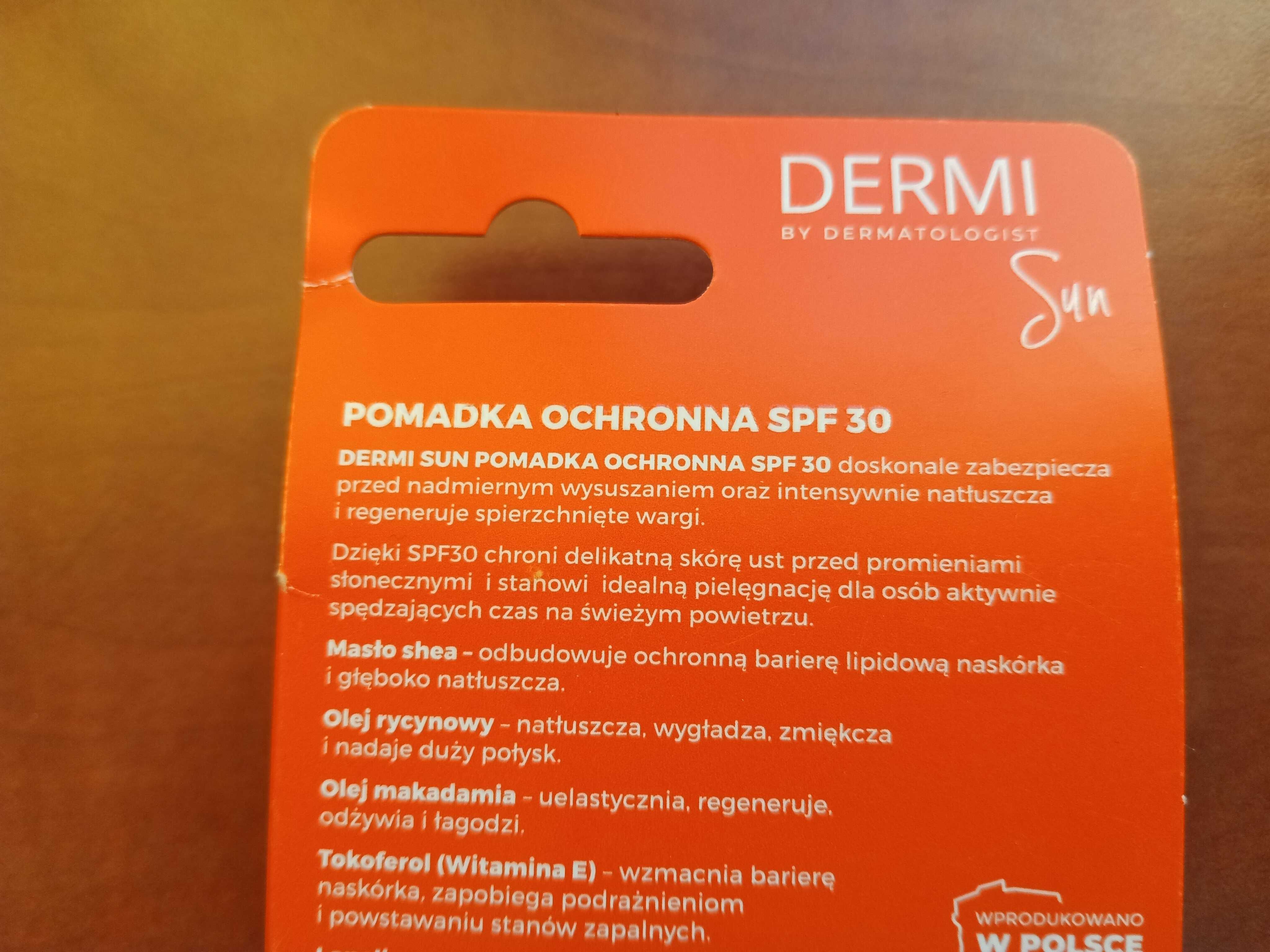 DERMI SUN SPF30 Pomadka z filtrem ochronnym do ust 4,5 g