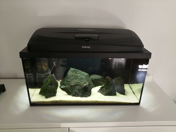 Akwarium Aquael 54l wraz z filtrem pokrywą oświetleniem i grzałka.