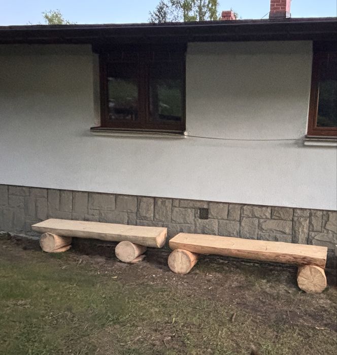 Ławka drewniana, ogniskowa, ogrodowa z bali bez oparcia 210cm