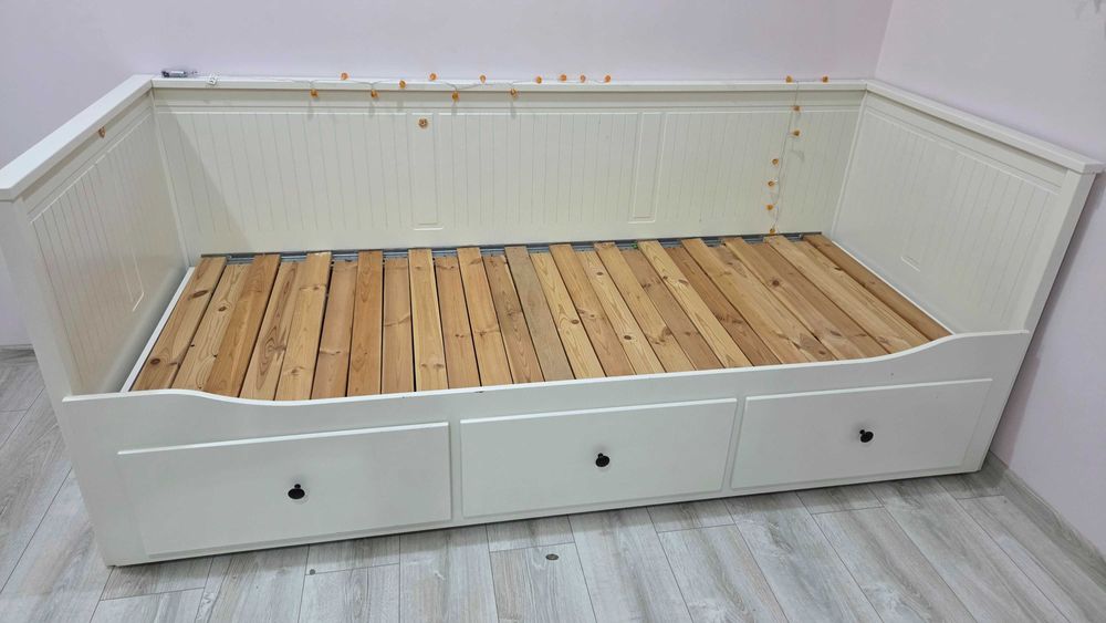 IKEA HEMNES Łóżko rozkładane z 3 szufladami BIAŁE
