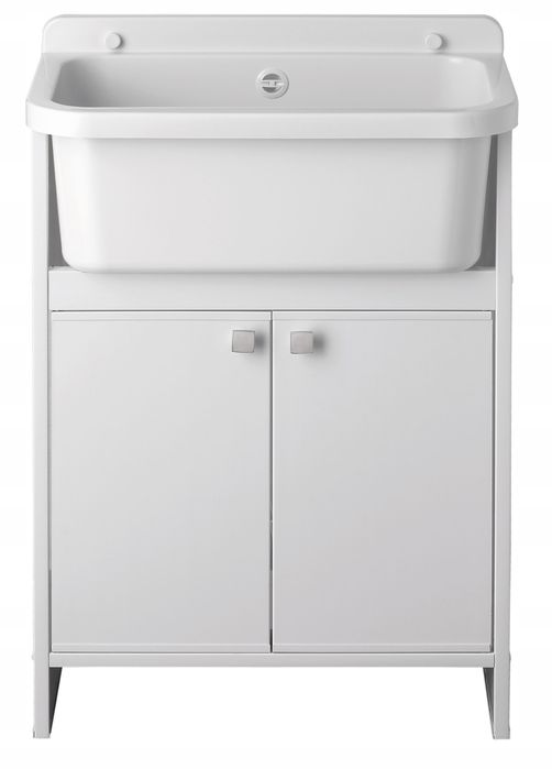 Szafka + zlew gospodarczy 55 cm biały, komplet Zestaw wykonany jest PO