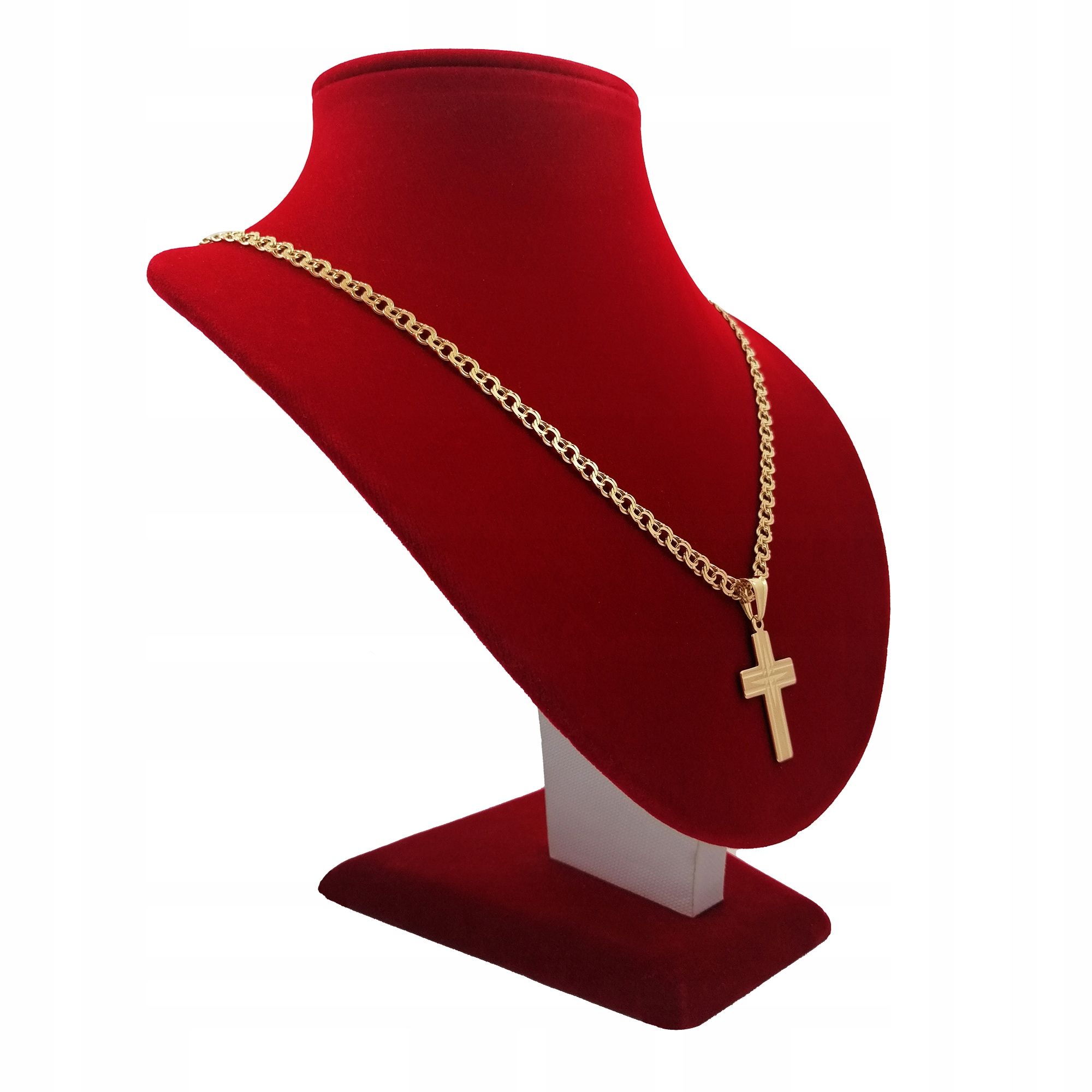 Złoty Męski Łańcuszek Garibaldi Krzyż Srebro Prezent Dla Niego + Grawe