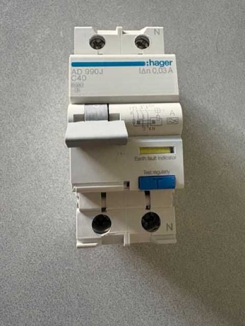 Дифавтомат Hager AD990J 40А двополюсний