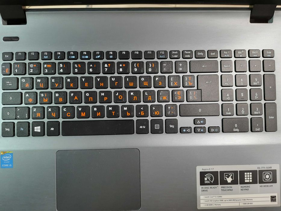 Продам б/в ноутбук Acer Aspire E5-771 17,3" Dual Core i5-5200U