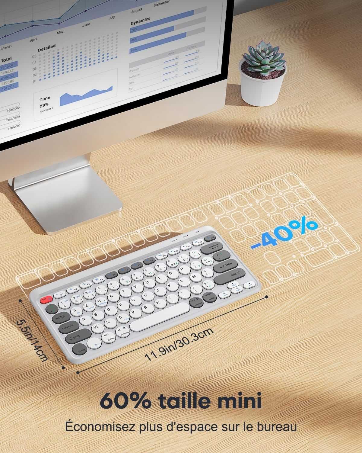 Klawiatura bezprzewodowa TECURS, ładowalna klawiatura Bluetooth