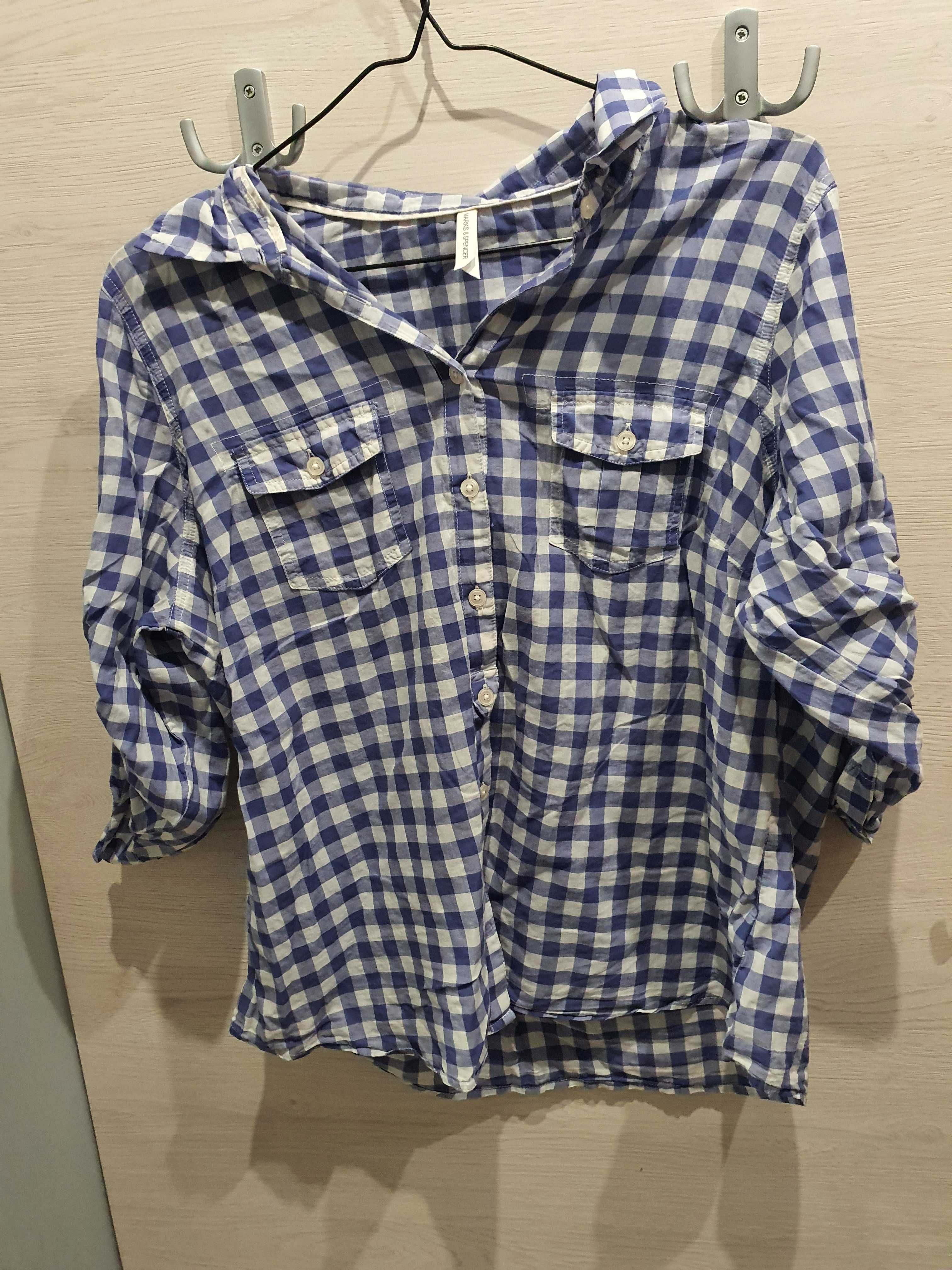 Niebiesko biała koszula w kratę firmy Marks & Spencer