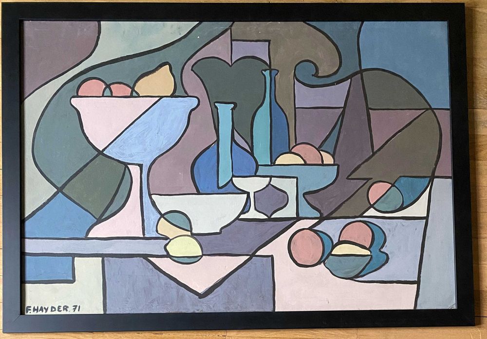 Gwasz, akwarela, Fryderyk A. Hayder, duży obraz