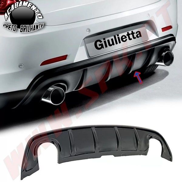 Difusor Traseiro Alfa Romeo Giulietta - Plástico Preto Brilhante
