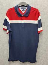 Koszulka polo Tommy Hilfiger L slim fit granat czerwony biały bluzka