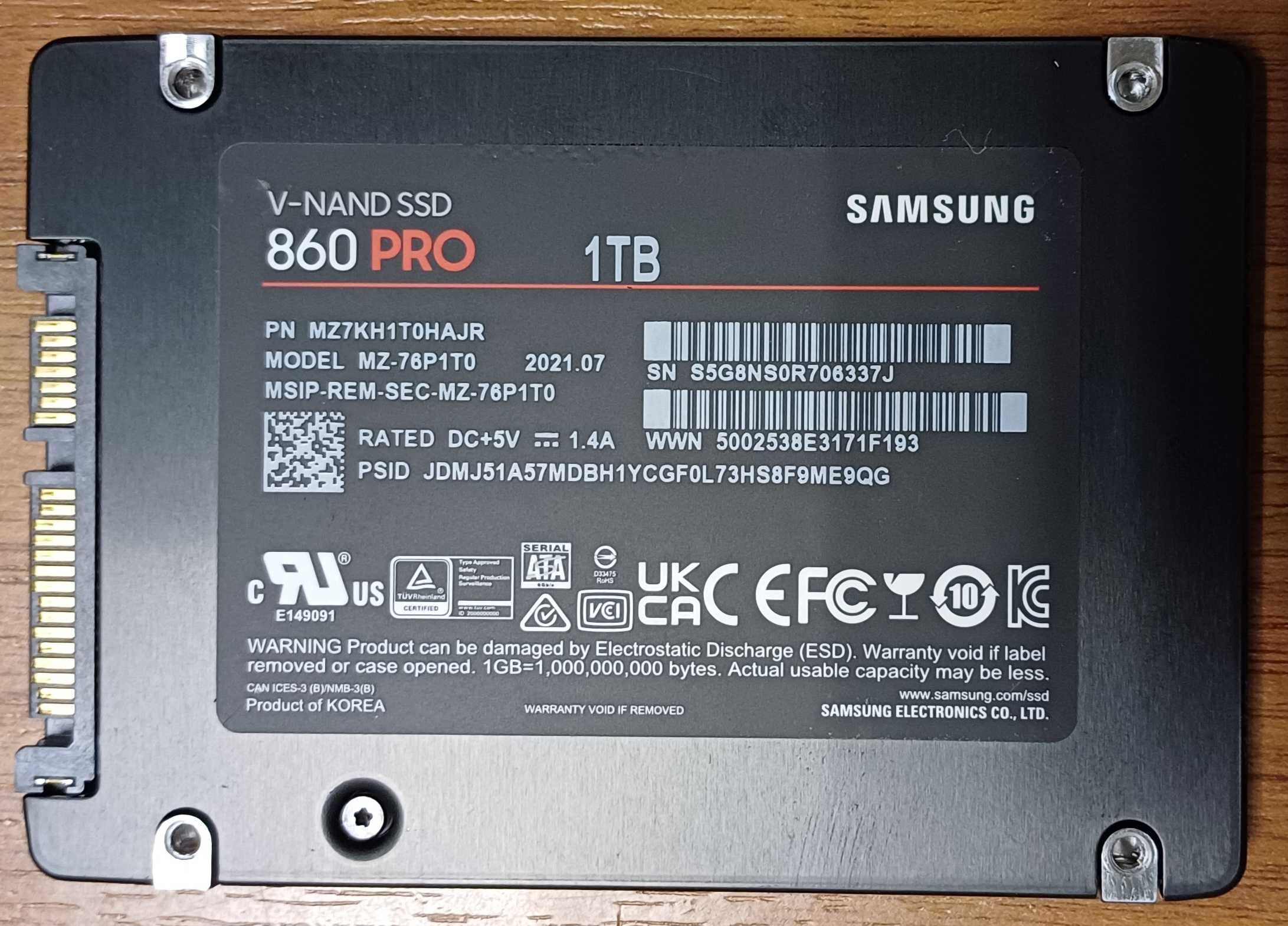 SSD диск 2,5" версии PRO - Samsung V-Nand 860 Pro 1Tb SATA-III