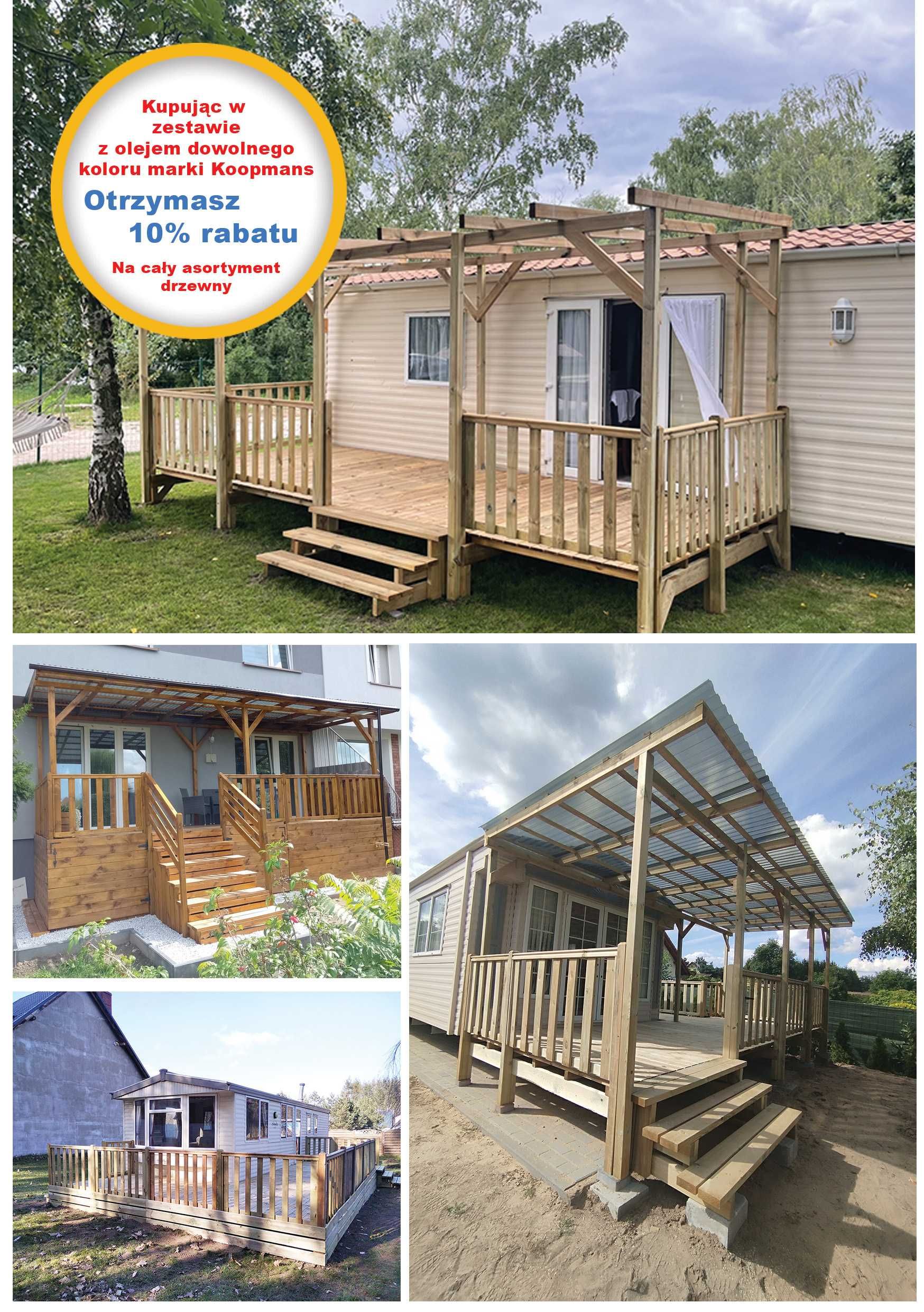 Taras do domku Holenderskiego, 22m2 870x250x50cm+stelaż pod zadaszenie