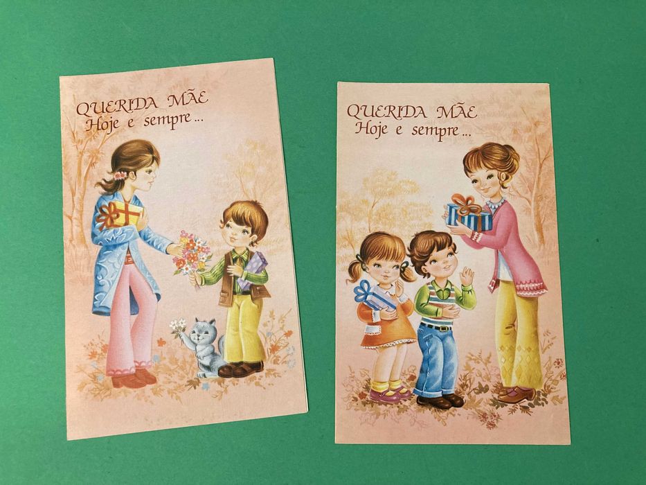 Lote de 2 Postais Dia da Mãe Anos 70 Edições Fmas Portugal