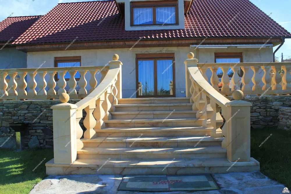 Piaskowiec - schody z płyt, okładzina, ćwierćwałek