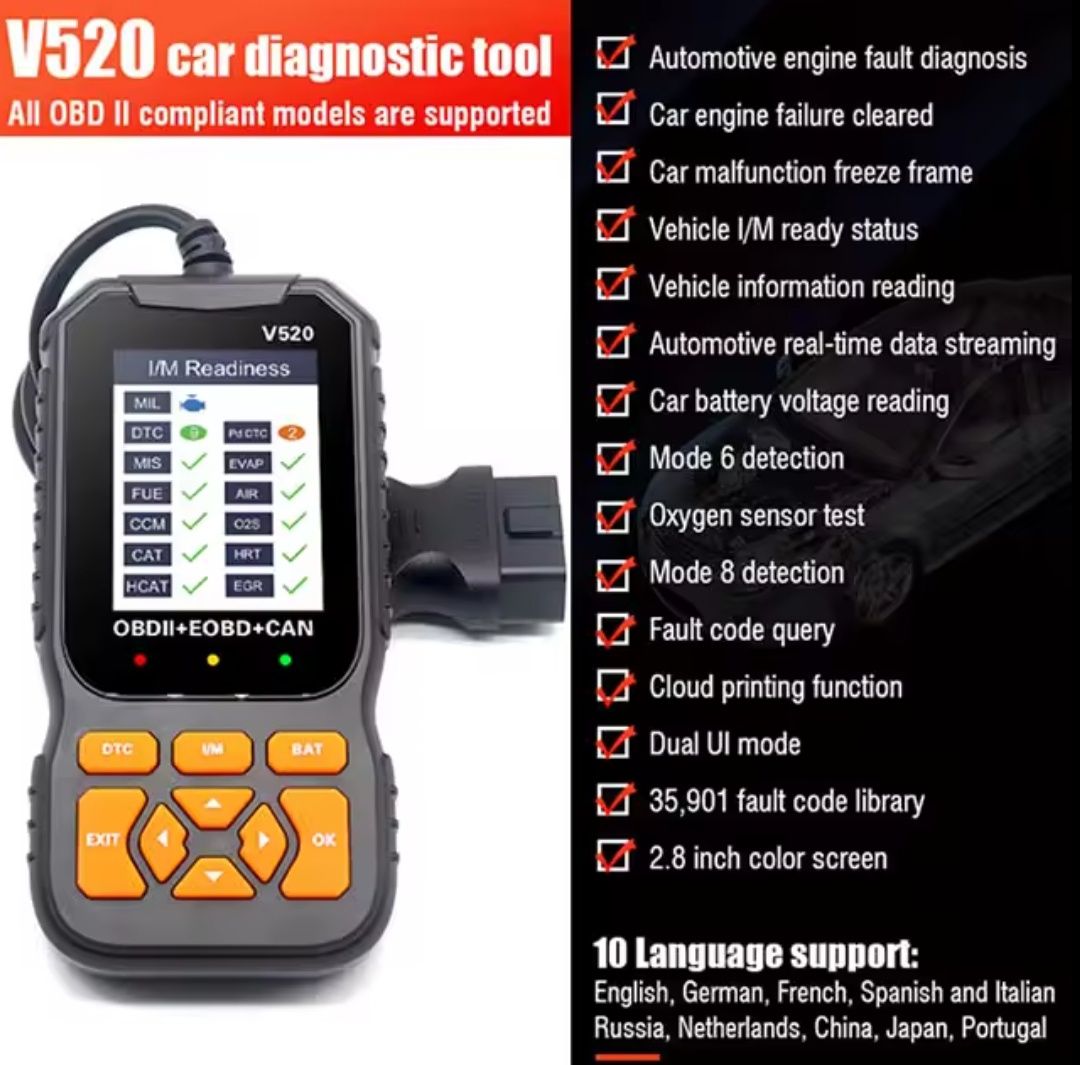 900грн + олх комісія Автосканер OBD2 | Модель V520 2024 | Повна діагно