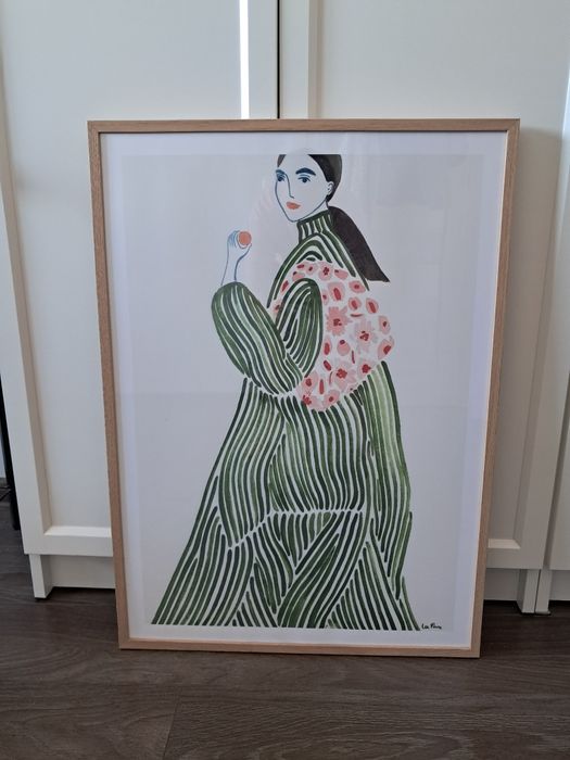 Desenio, plakat z ramą drewnianą dębową, 50x70 cm, La Poire Green Coat