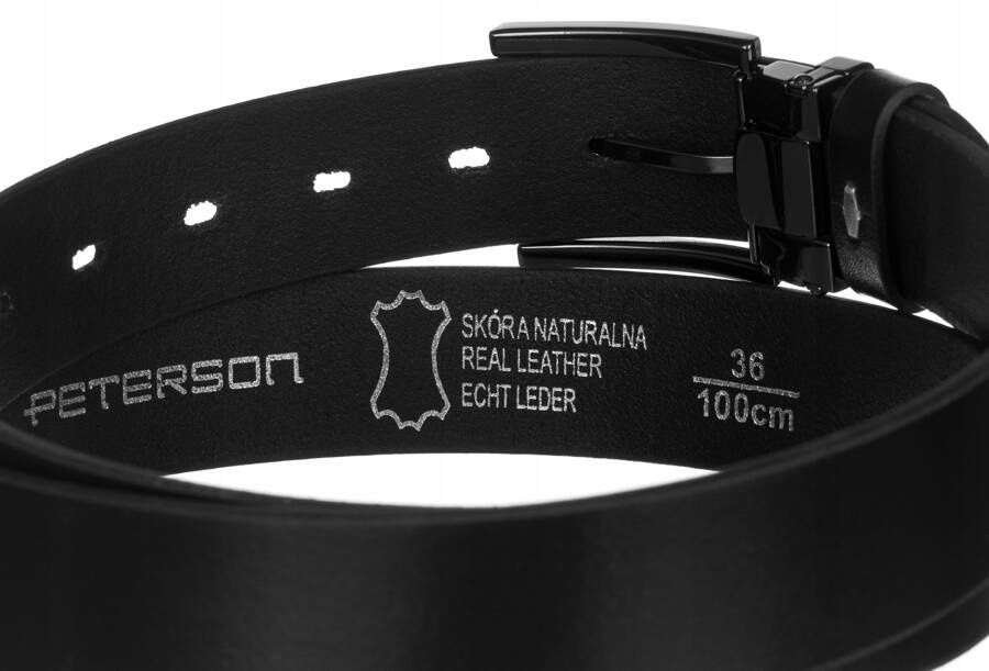 szeroki, skórzany pasek męski z klasyczną klamrą - peterson